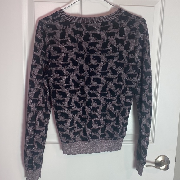 Divided by H&M Black Cat Metallic Pink Knit Sweater Size S - Picture 3 of 7